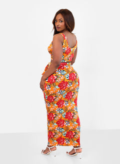 Noemi Tropical Print Bodycon Maxi Skirt