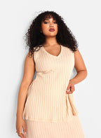 Nyla Ribbed Knit Sleeveless Top - Ivory