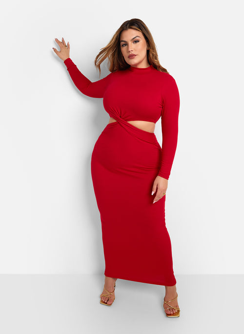 Penelope Ribbed Cut Out Maxi Bodycon Dress
