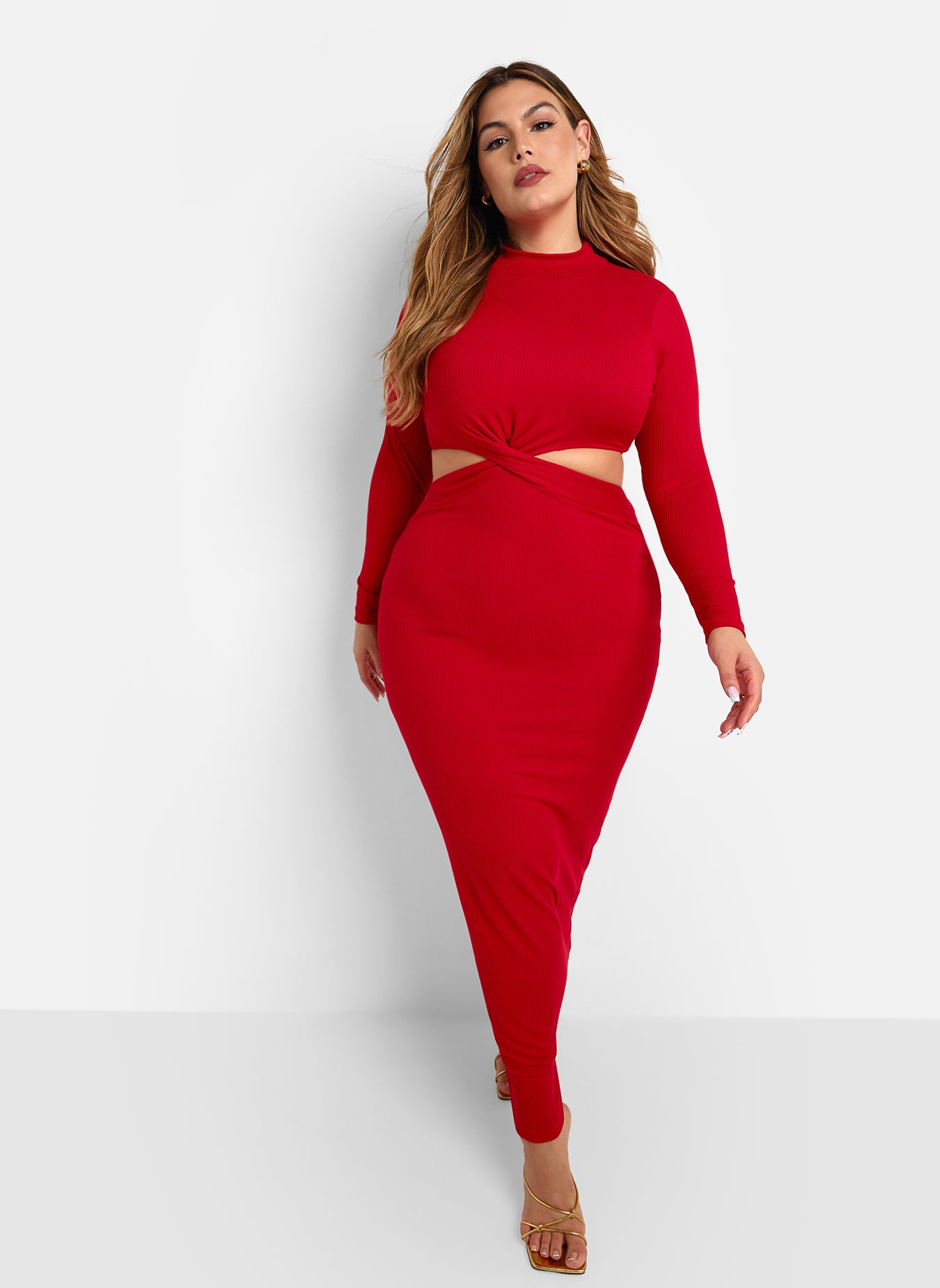 Penelope Ribbed Cut Out Maxi Bodycon Dress