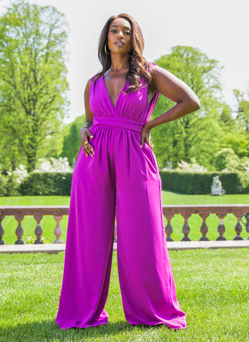 Lucinda V Neck Wide Leg Jumpsuit