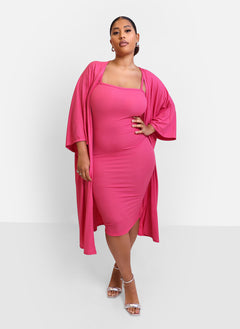 Perfect Ending Light Weight Ribbed Duster - Bubblegum Pink