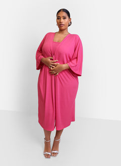 Perfect Ending Light Weight Ribbed Duster - Bubblegum Pink