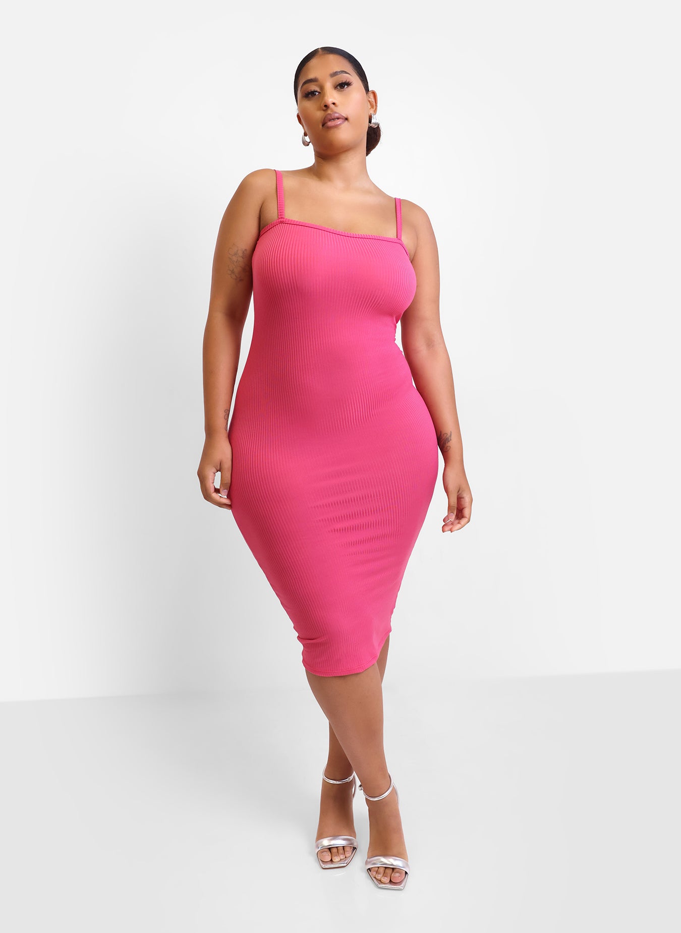 Perfect Ending Light Weight Ribbed Bodycon Midi Dress - Bubblegum Pink