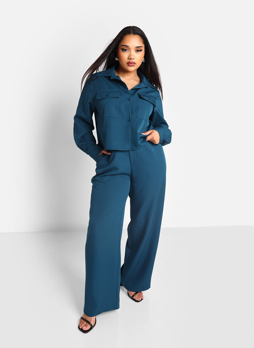 Phoebe Cropped Utility Jacket - Deep Teal