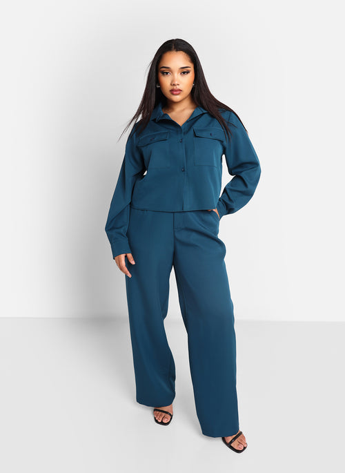 Phoebe Cropped Utility Jacket - Deep Teal