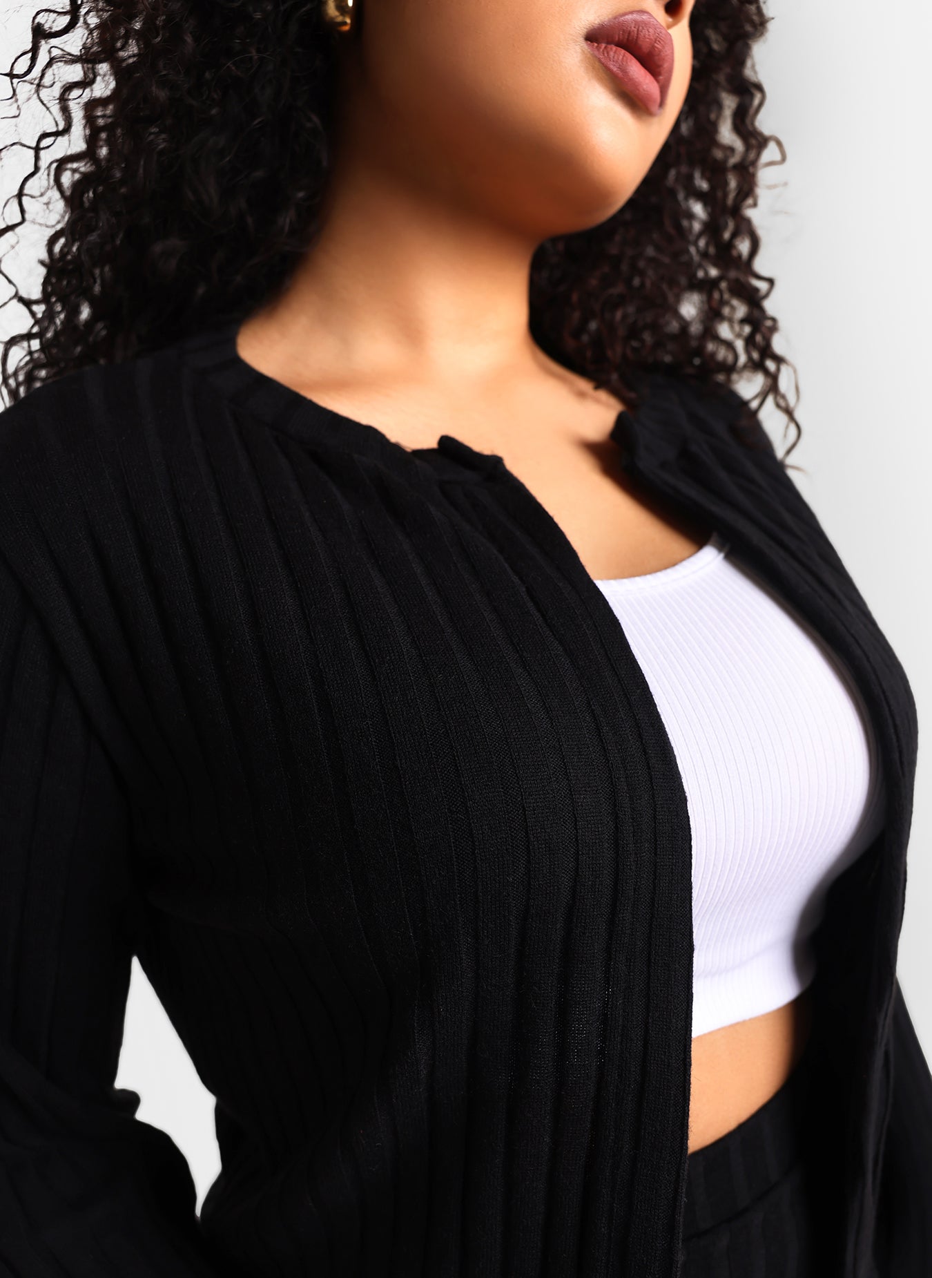 Pippa Ribbed Knit Open Front Cardigan