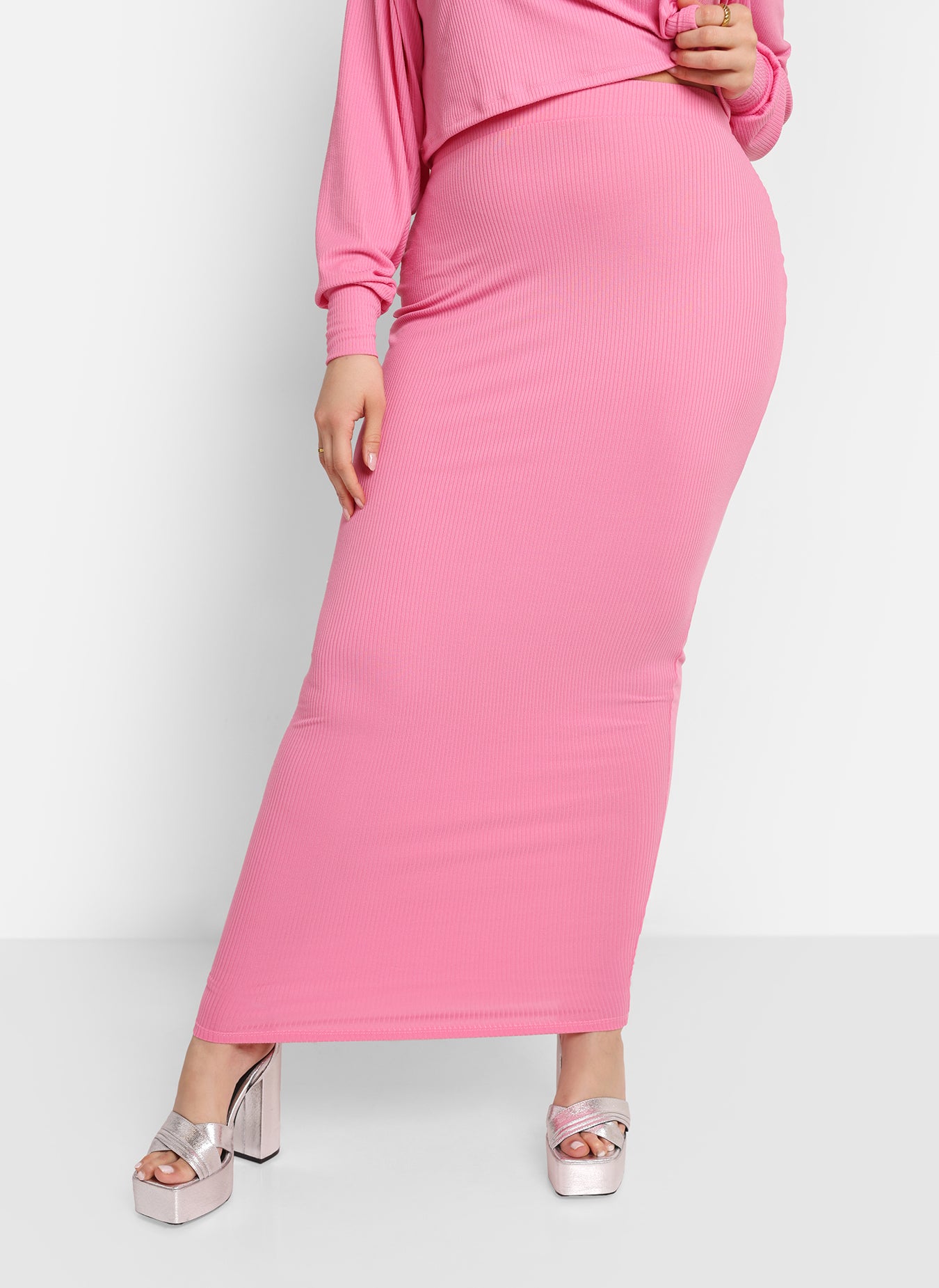 Boardwalk Cutie Ribbed Midi in Bubblegum Pink