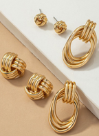 Metal Knot and Hoop Earrings Set