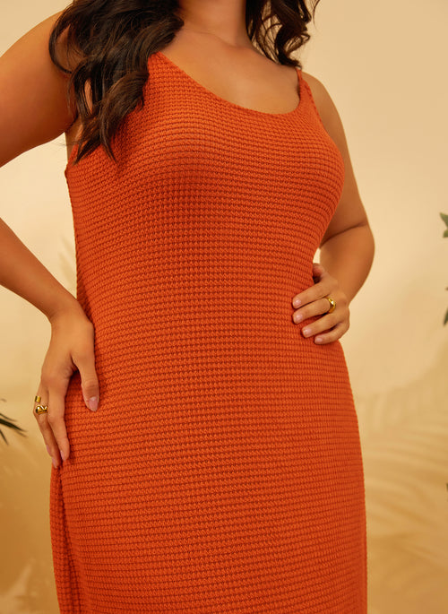 Pyla Fishnet Maxi Bodycon Dress - Orange