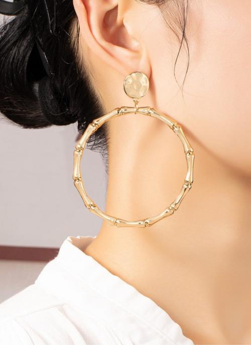 Large statement bamboo hoop earrings