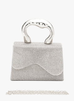 Rhinestone Iconic Top Handle Swing Clutch Bag