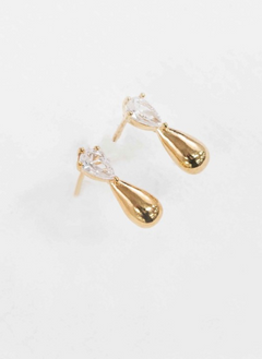 Droplet Stone Earrings | Gold