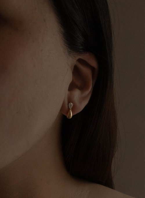 Droplet Stone Earrings | Gold