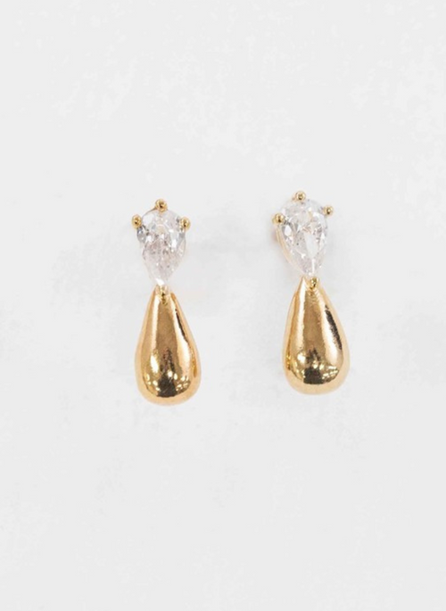 Droplet Stone Earrings | Gold