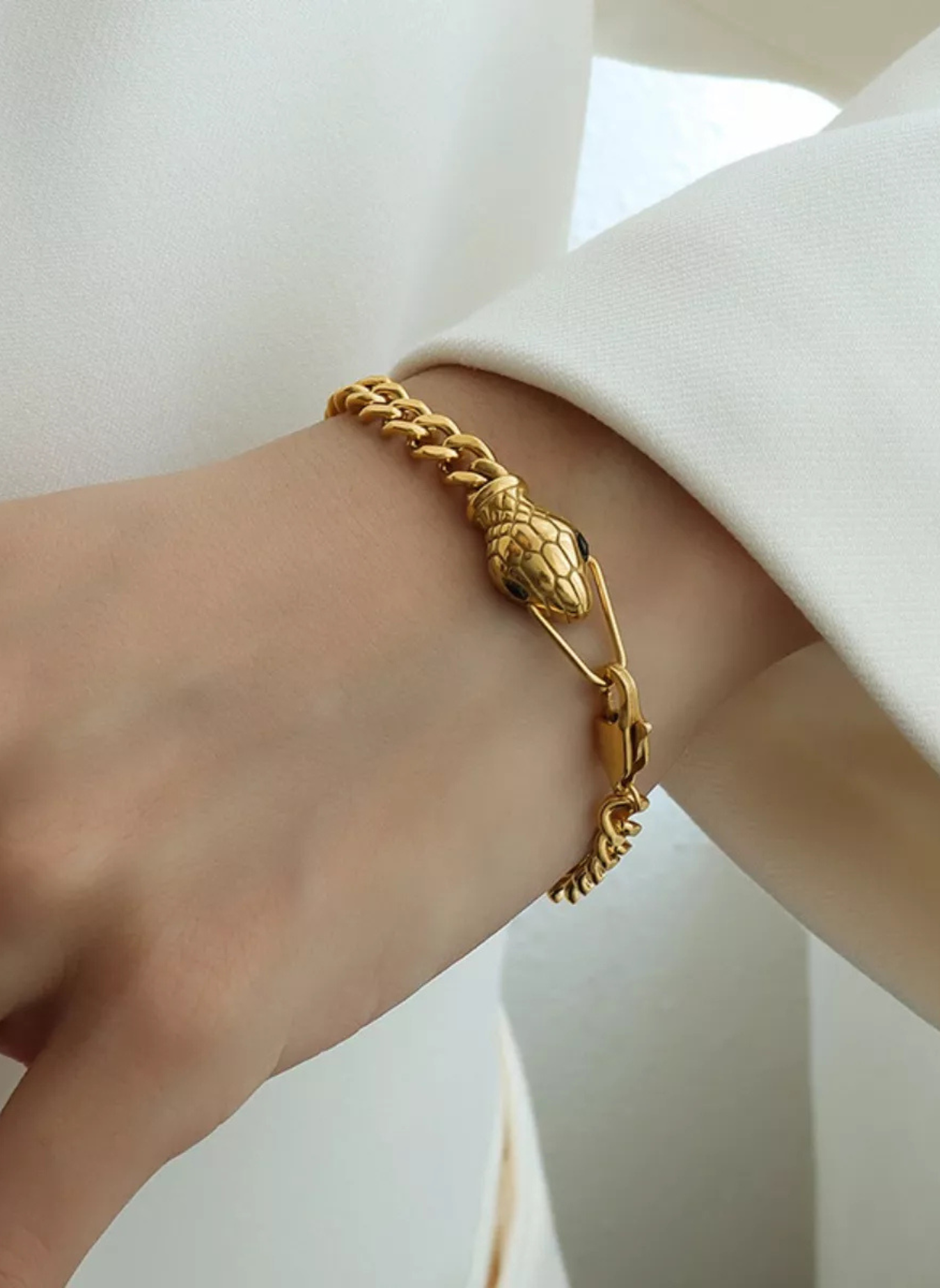 Titanium Steel Zircon Snake Bracelet