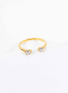 Twin Stone Adjustable Ring Gold