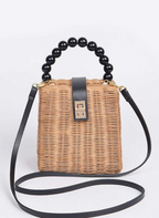 Beads Straw Structure Clutch Swing Bag
