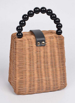 Beads Straw Structure Clutch Swing Bag