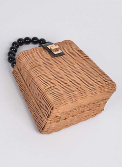 Beads Straw Structure Clutch Swing Bag