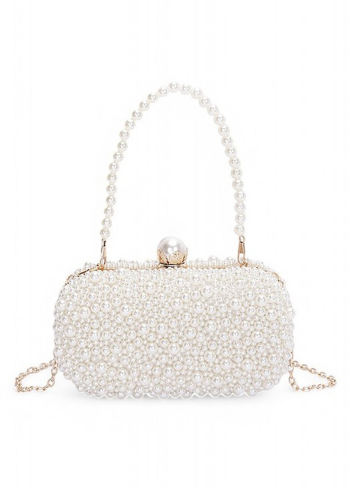 Pearl Beaded Statement Box Clutch