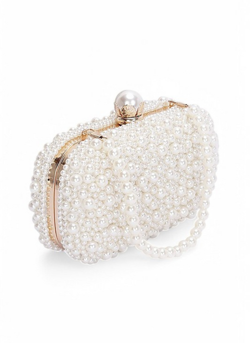 Pearl Beaded Statement Box Clutch