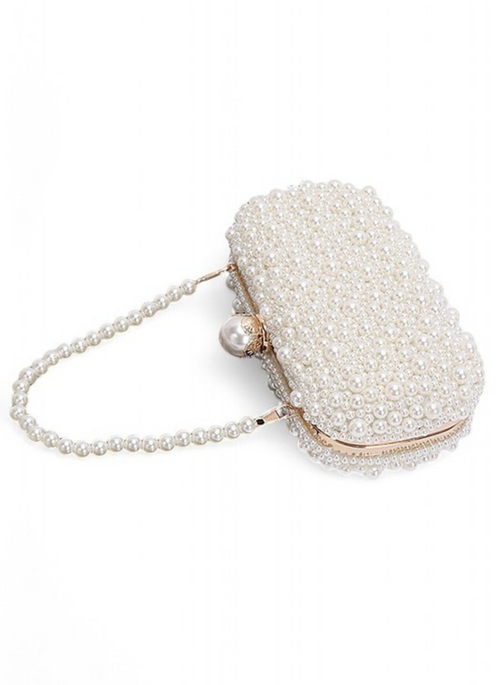 Pearl Beaded Statement Box Clutch
