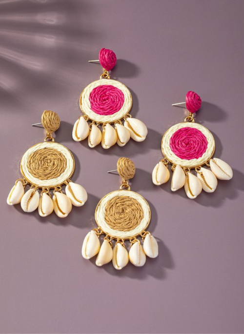 Raffia Straw Disk Earrings