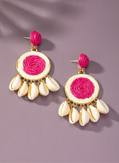 Raffia Straw Disk Earrings