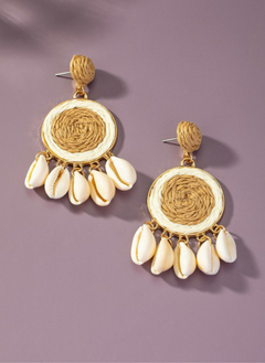 Raffia Straw Disk Earrings