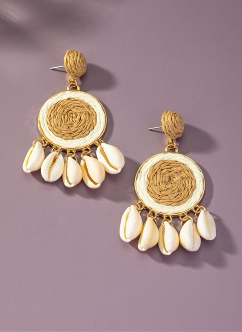 Raffia Straw Disk Earrings
