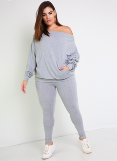Reassurance Over The Shoulder Sweater & Legging Set - Gray