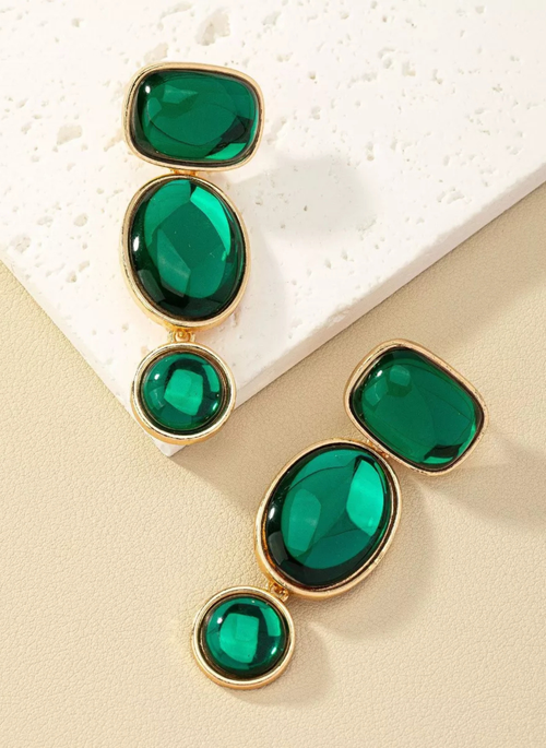 18K Gold-Plated Alloy Resin Drop Earrings