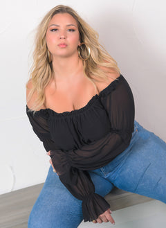 What I Please Over The Shoulder Sheer Top