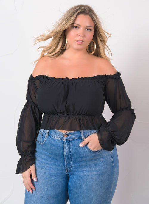 What I Please Over The Shoulder Sheer Top
