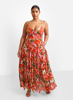 Renata Floral Tiered Maxi Skater Dress