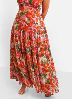 Renata Floral Tiered Maxi Skater Dress