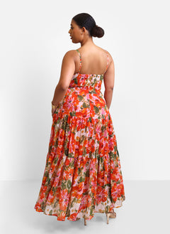 Renata Floral Tiered Maxi Skater Dress