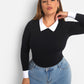 Riley Collared Long Sleeve Top - Black