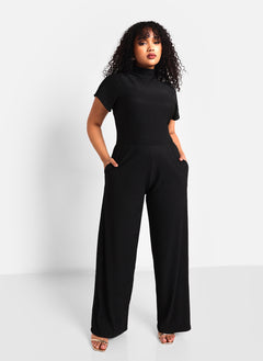 Rosie Textured Short Sleeve Wide Leg Jumpsuit