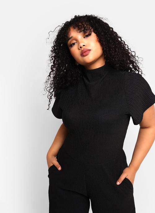 Rosie Textured Short Sleeve Wide Leg Jumpsuit