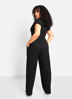 Rosie Textured Short Sleeve Wide Leg Jumpsuit