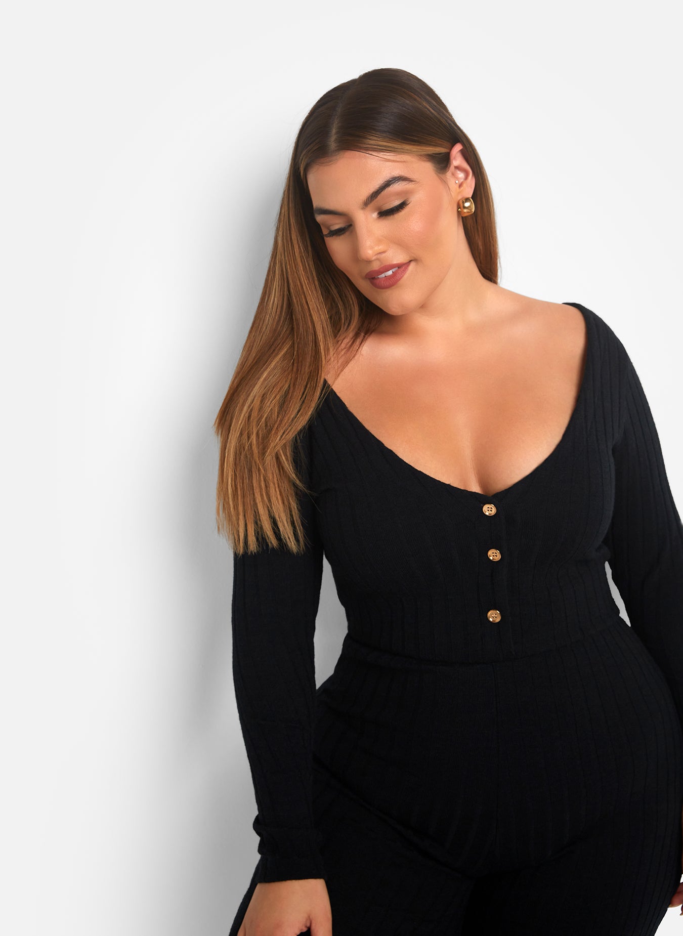 Ruby Ribbed Button Front Wide Leg Jumpsuit – REBDOLLS