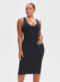 She Waisted Built-In Shape Wear V-Neck Tank Midi Dress