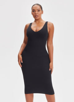 She Waisted Built-In Shape Wear V-Neck Tank Midi Dress