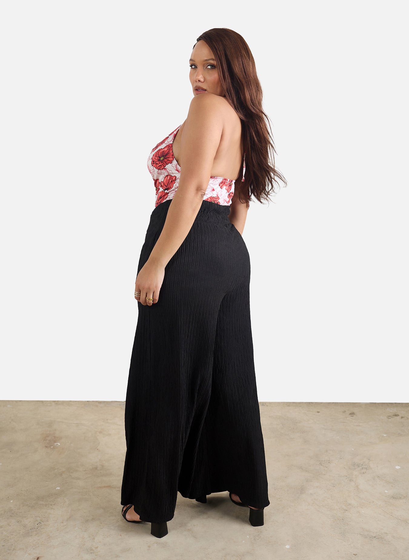 Samantha Floral Cowl-Neck Bodysuit