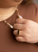 Oleada 18K Plated "Black Gemmy" Extended Sizing Ring