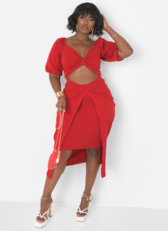 Shallow Cut Out Bodycon Midi Dress