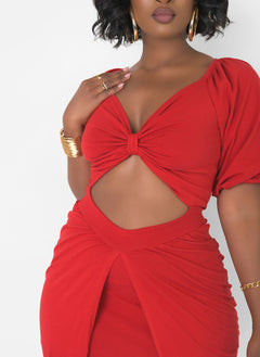 Shallow Cut Out Bodycon Midi Dress