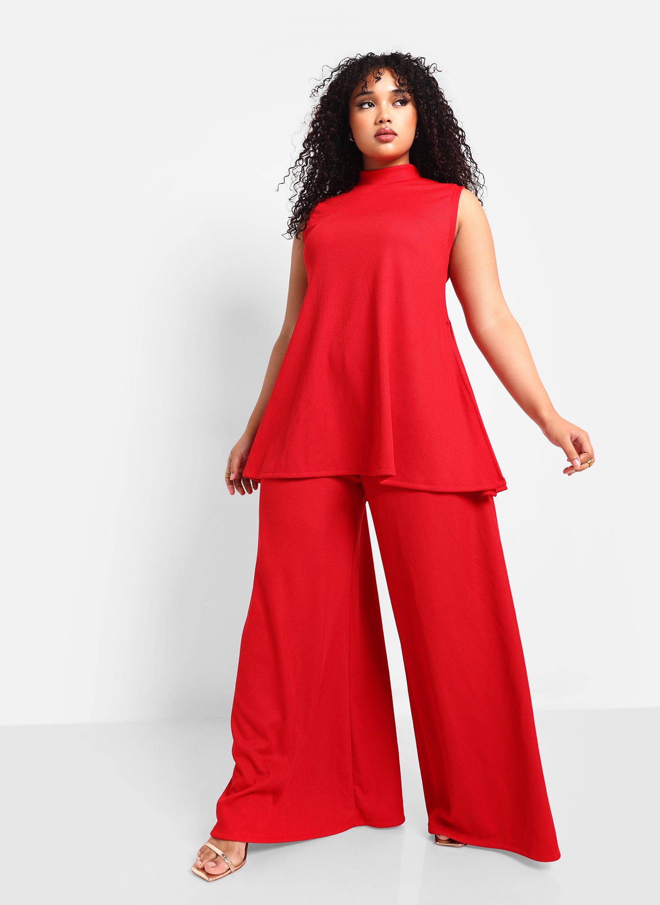 Shayla Ribbed Double Slit Sleeveless Top